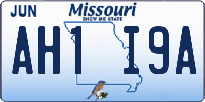 MO license plate AH1I9A