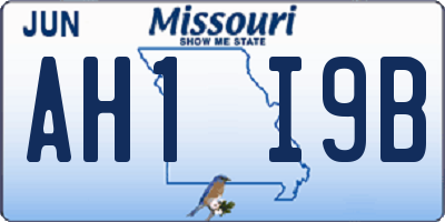 MO license plate AH1I9B