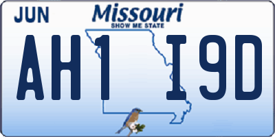 MO license plate AH1I9D