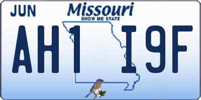 MO license plate AH1I9F