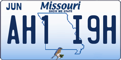 MO license plate AH1I9H