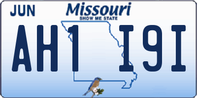 MO license plate AH1I9I