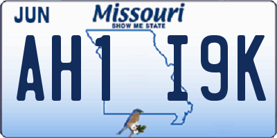 MO license plate AH1I9K