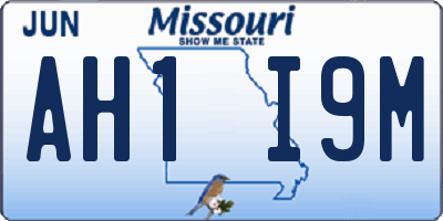 MO license plate AH1I9M