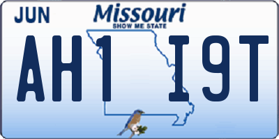 MO license plate AH1I9T