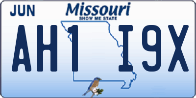 MO license plate AH1I9X