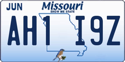 MO license plate AH1I9Z