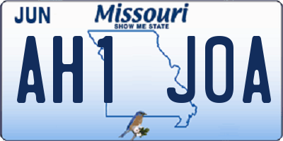 MO license plate AH1J0A