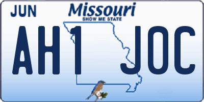 MO license plate AH1J0C