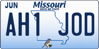 MO license plate AH1J0D