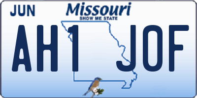 MO license plate AH1J0F