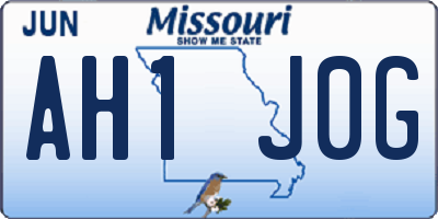 MO license plate AH1J0G