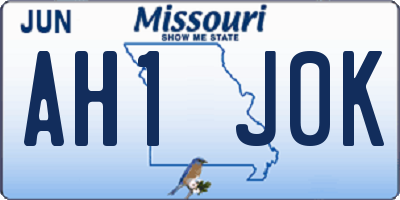 MO license plate AH1J0K