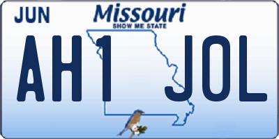 MO license plate AH1J0L