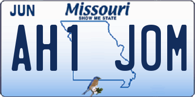 MO license plate AH1J0M