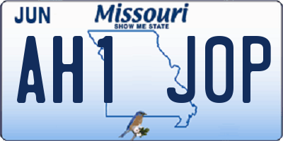 MO license plate AH1J0P