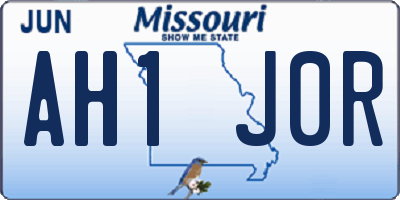 MO license plate AH1J0R