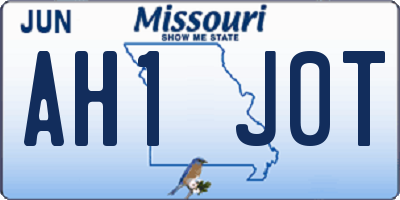 MO license plate AH1J0T