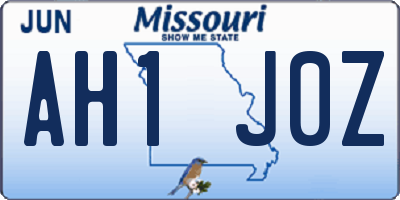 MO license plate AH1J0Z