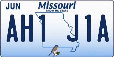 MO license plate AH1J1A