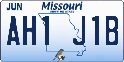 MO license plate AH1J1B