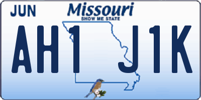 MO license plate AH1J1K