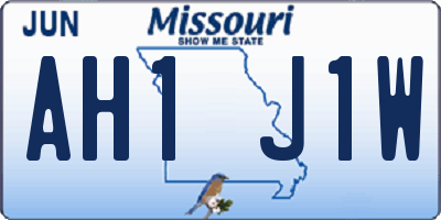 MO license plate AH1J1W