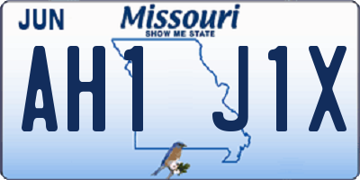 MO license plate AH1J1X