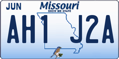 MO license plate AH1J2A