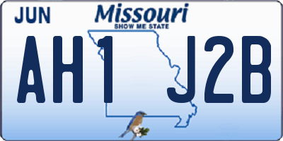 MO license plate AH1J2B