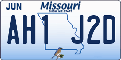 MO license plate AH1J2D