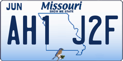 MO license plate AH1J2F