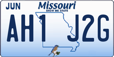 MO license plate AH1J2G