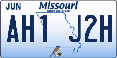 MO license plate AH1J2H