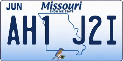 MO license plate AH1J2I