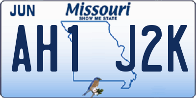 MO license plate AH1J2K