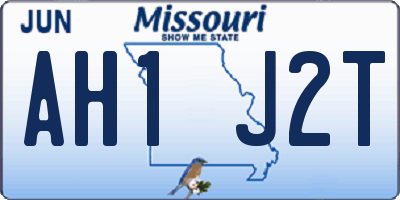 MO license plate AH1J2T