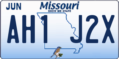 MO license plate AH1J2X