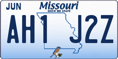 MO license plate AH1J2Z