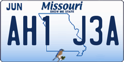 MO license plate AH1J3A