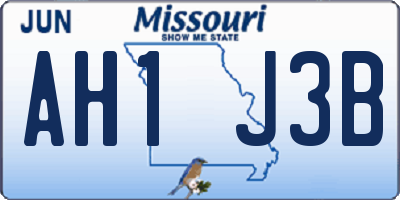 MO license plate AH1J3B