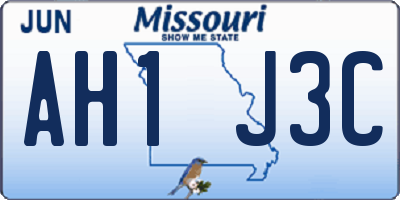 MO license plate AH1J3C