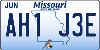 MO license plate AH1J3E