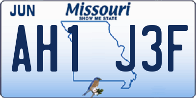 MO license plate AH1J3F