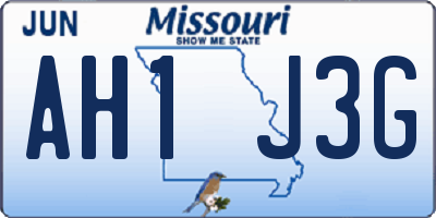 MO license plate AH1J3G