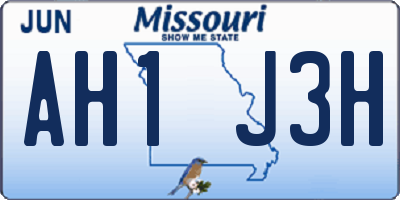 MO license plate AH1J3H