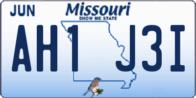 MO license plate AH1J3I