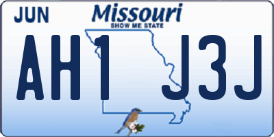 MO license plate AH1J3J