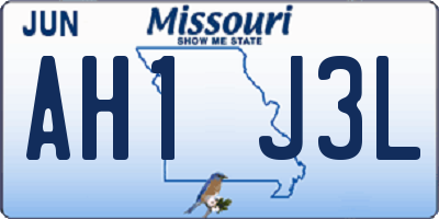 MO license plate AH1J3L