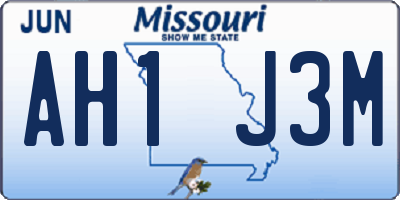 MO license plate AH1J3M